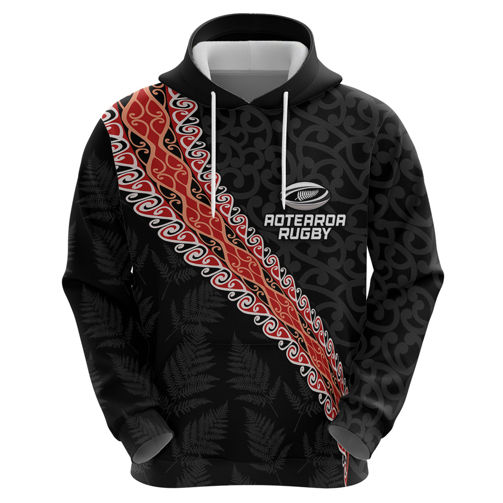 Custom New Zealand Rugby Zip Hoodie Maori and Silver Fern Half Style