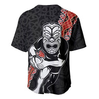 New Zealand Maori Warrior Rugby Baseball Jersey Maori and Silver Fern Half Style LT03 - Polynesian Pride