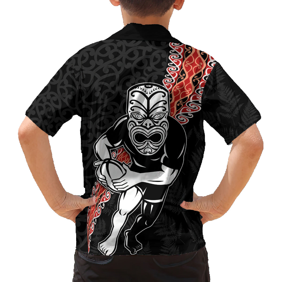 New Zealand Maori Warrior Rugby Family Matching Puletasi and Hawaiian Shirt Maori and Silver Fern Half Style LT03 - Polynesian Pride