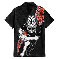 New Zealand Maori Warrior Rugby Family Matching Summer Maxi Dress and Hawaiian Shirt Maori and Silver Fern Half Style LT03 - Polynesian Pride