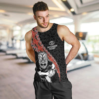 New Zealand Maori Warrior Rugby Men Tank Top Maori and Silver Fern Half Style LT03 Black - Polynesian Pride