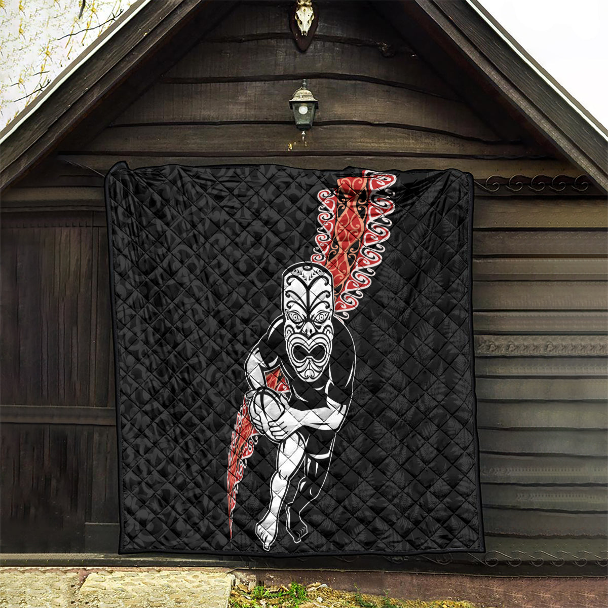 New Zealand Maori Warrior Rugby Quilt Maori and Silver Fern Half Style LT03 - Polynesian Pride