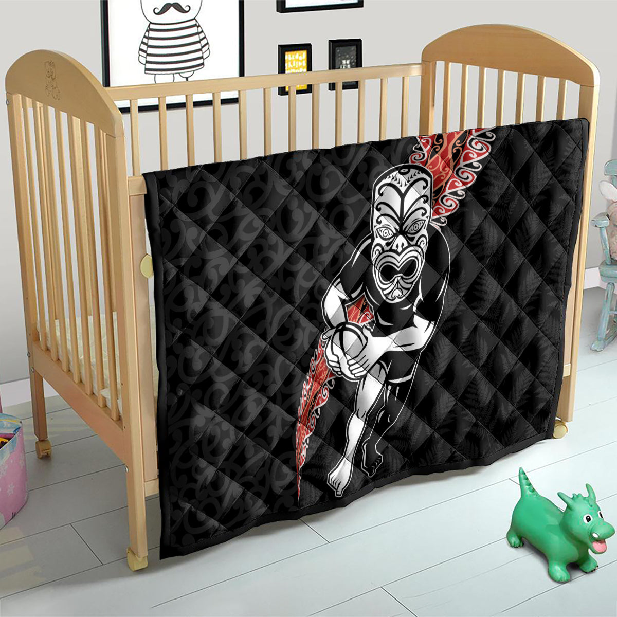 New Zealand Maori Warrior Rugby Quilt Maori and Silver Fern Half Style LT03 - Polynesian Pride