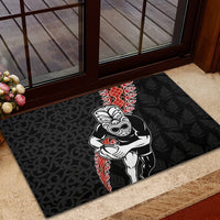 New Zealand Maori Warrior Rugby Rubber Doormat Maori and Silver Fern Half Style LT03 - Polynesian Pride