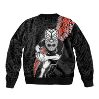 New Zealand Maori Warrior Rugby Sleeve Zip Bomber Jacket Maori and Silver Fern Half Style LT03 - Polynesian Pride