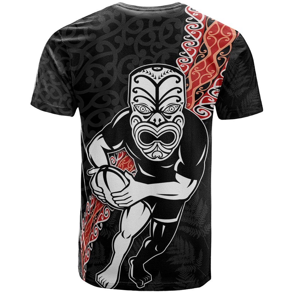 New Zealand Maori Warrior Rugby T Shirt Maori and Silver Fern Half Style LT03 - Polynesian Pride