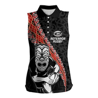 New Zealand Maori Warrior Rugby Women Sleeveless Polo Shirt Maori and Silver Fern Half Style