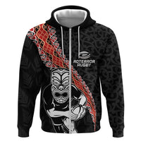 New Zealand Maori Warrior Rugby Zip Hoodie Maori and Silver Fern Half Style