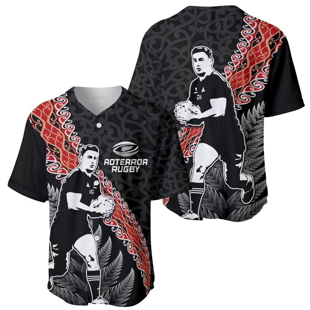 New Zealand Maori Rugby Player Baseball Jersey Maori and Silver Fern Half Style LT03 - Polynesian Pride