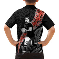 New Zealand Maori Rugby Player Family Matching Off Shoulder Maxi Dress and Hawaiian Shirt Maori and Silver Fern Half Style LT03 - Polynesian Pride