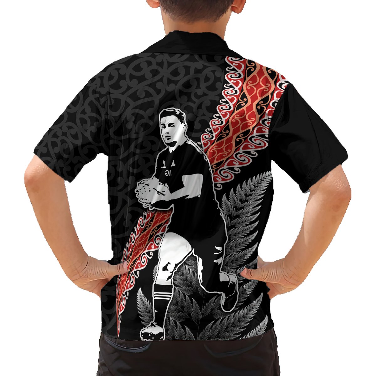 New Zealand Maori Rugby Player Hawaiian Shirt Maori and Silver Fern Half Style LT03 - Polynesian Pride