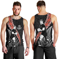 New Zealand Maori Rugby Player Men Tank Top Maori and Silver Fern Half Style LT03 - Polynesian Pride