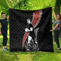 New Zealand Maori Rugby Player Quilt Maori and Silver Fern Half Style LT03 - Polynesian Pride