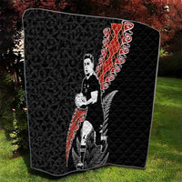 New Zealand Maori Rugby Player Quilt Maori and Silver Fern Half Style LT03 - Polynesian Pride