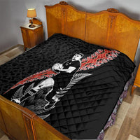 New Zealand Maori Rugby Player Quilt Maori and Silver Fern Half Style LT03 - Polynesian Pride