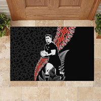 New Zealand Maori Rugby Player Rubber Doormat Maori and Silver Fern Half Style LT03 - Polynesian Pride