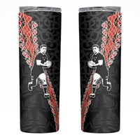 New Zealand Maori Rugby Player Skinny Tumbler Maori and Silver Fern Half Style