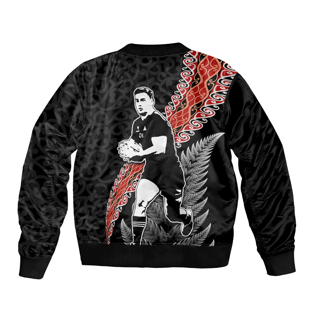 New Zealand Maori Rugby Player Sleeve Zip Bomber Jacket Maori and Silver Fern Half Style LT03 - Polynesian Pride