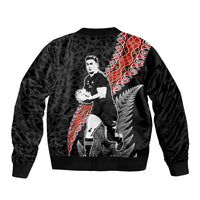 New Zealand Maori Rugby Player Sleeve Zip Bomber Jacket Maori and Silver Fern Half Style LT03 - Polynesian Pride
