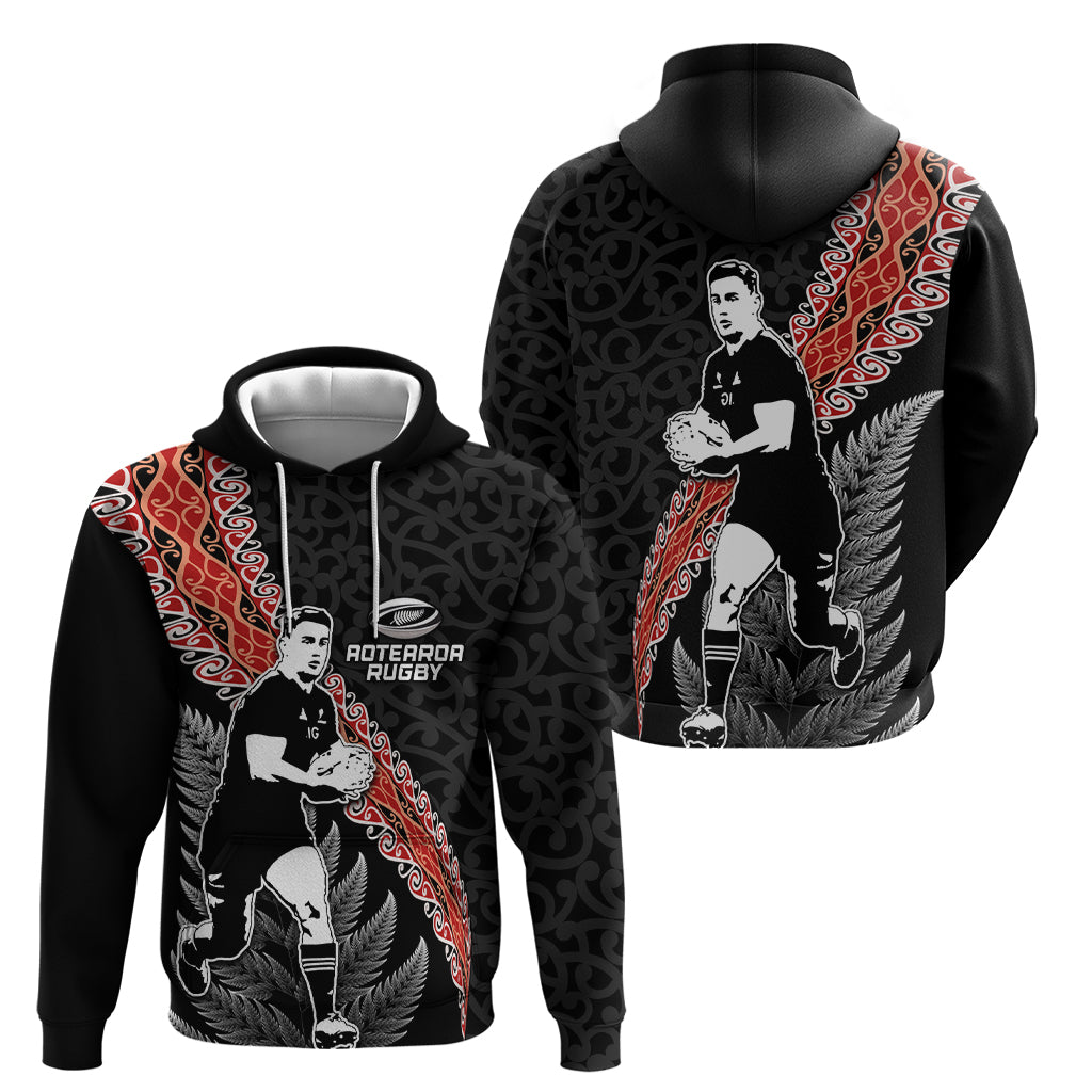 New Zealand Maori Rugby Player Zip Hoodie Maori and Silver Fern Half Style