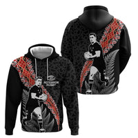 New Zealand Maori Rugby Player Zip Hoodie Maori and Silver Fern Half Style