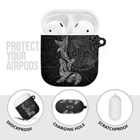 Hawaiian Monk Seal and Whale AirPods Case Kakau Tribal Pattern Grayscale