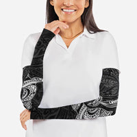 Hawaiian Monk Seal and Whale Arm Sleeves Kakau Tribal Pattern Grayscale