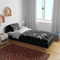 Hawaiian Monk Seal and Whale Bedding Set Kakau Tribal Pattern Grayscale