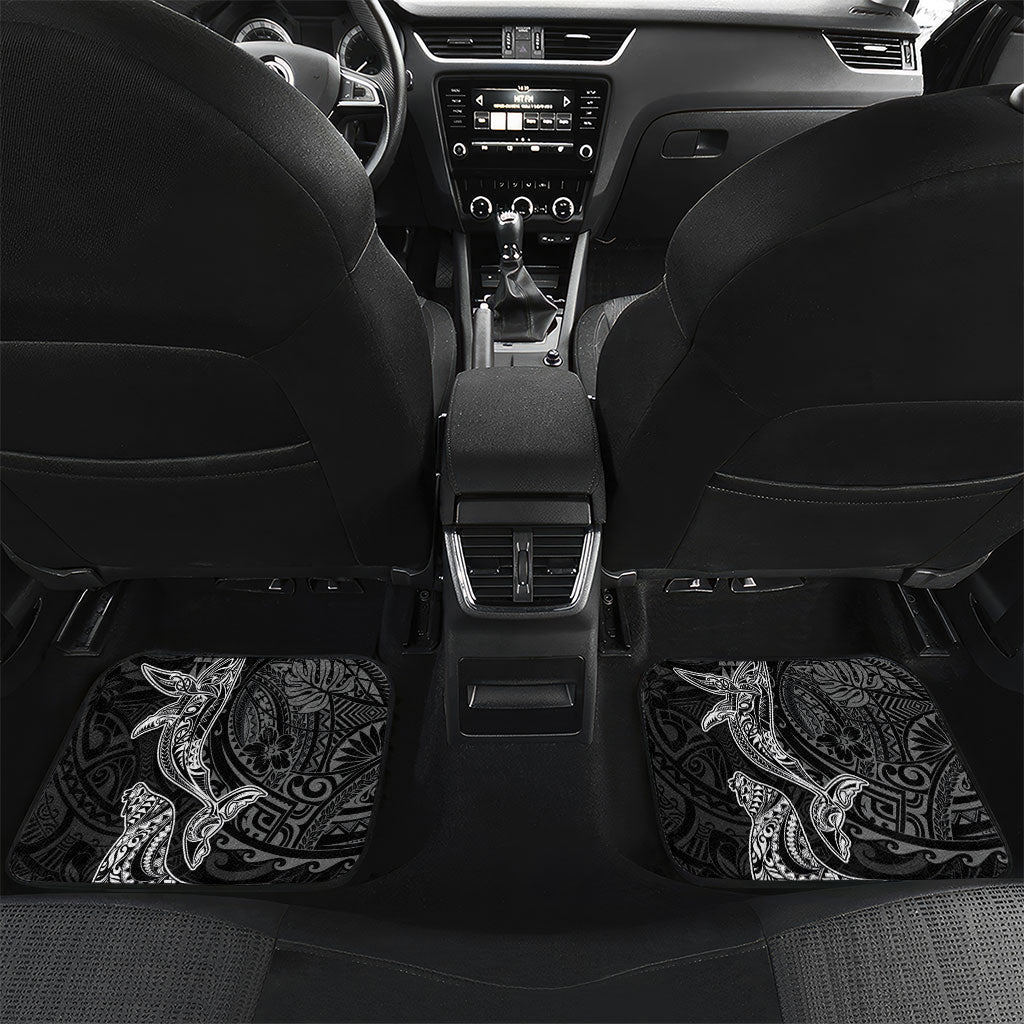 Hawaiian Monk Seal and Whale Car Mats Kakau Tribal Pattern Grayscale