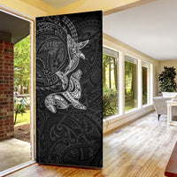 Hawaiian Monk Seal and Whale Door Cover Kakau Tribal Pattern Grayscale LT03 - Polynesian Pride