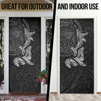 Hawaiian Monk Seal and Whale Door Cover Kakau Tribal Pattern Grayscale LT03 - Polynesian Pride