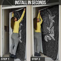 Hawaiian Monk Seal and Whale Door Cover Kakau Tribal Pattern Grayscale LT03 - Polynesian Pride