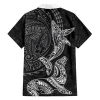 Hawaiian Monk Seal and Whale Family Matching Mermaid Dress and Hawaiian Shirt Kakau Tribal Pattern Grayscale LT03 - Polynesian Pride