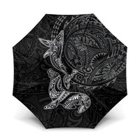 Hawaiian Monk Seal and Whale Umbrella Kakau Tribal Pattern Grayscale