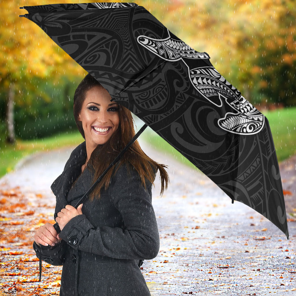 Hawaiian Monk Seal and Whale Umbrella Kakau Tribal Pattern Grayscale