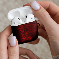 Hawaiian Monk Seal and Whale AirPods Case Kakau Tribal Pattern Red Color