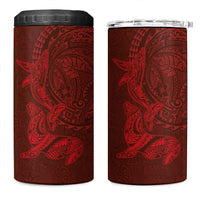 Hawaiian Monk Seal and Whale 4 in 1 Can Cooler Tumbler Kakau Tribal Pattern Red Color LT03 One Size: 16 oz Red - Polynesian Pride