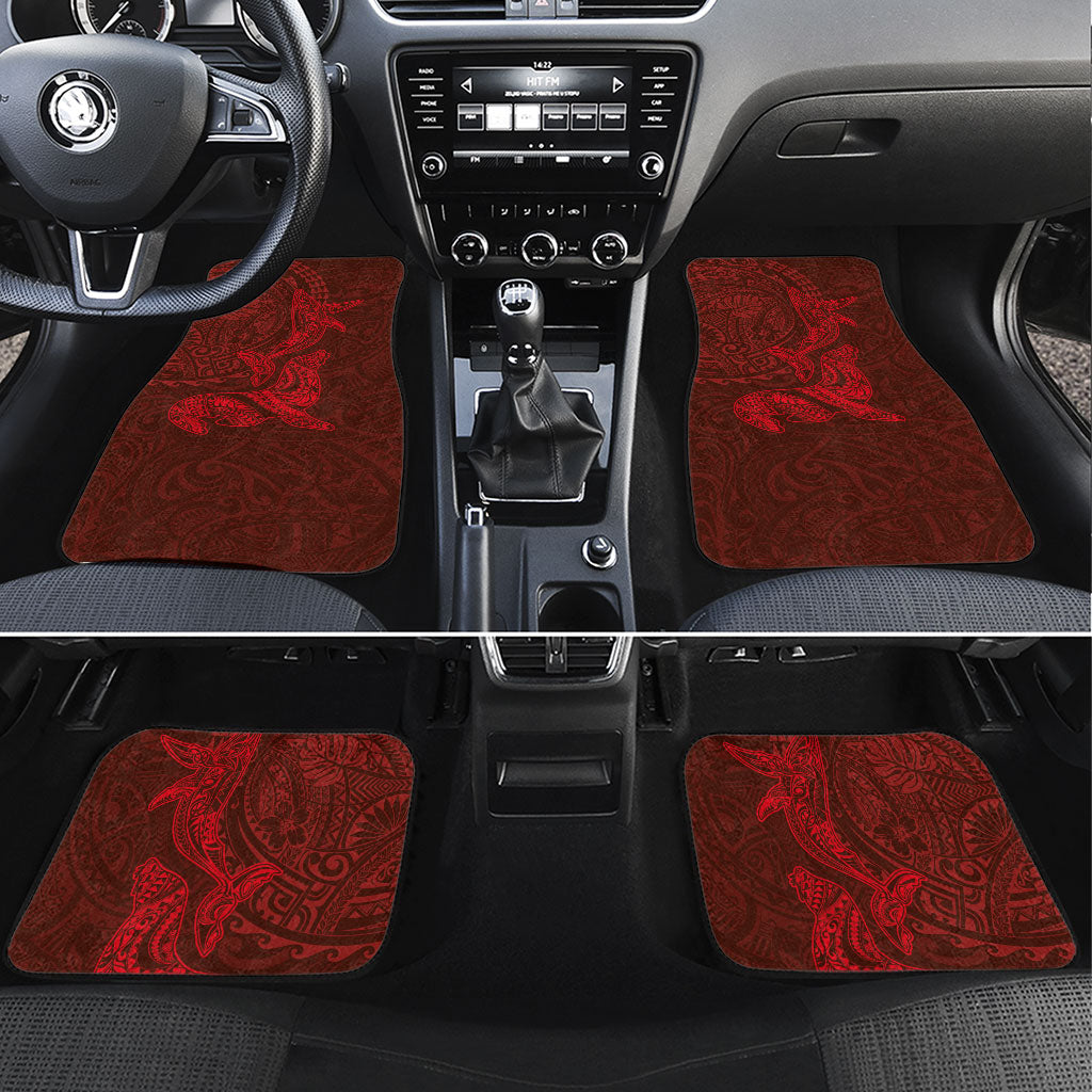 Hawaiian Monk Seal and Whale Car Mats Kakau Tribal Pattern Red Color LT03 Set 4pcs Red - Polynesian Pride