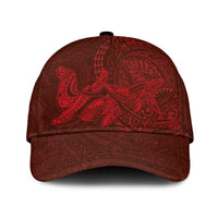 Hawaiian Monk Seal and Whale Classic Cap Kakau Tribal Pattern Red Color