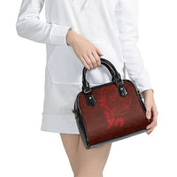 Hawaiian Monk Seal and Whale Shoulder Handbag Kakau Tribal Pattern Red Color LT03 - Polynesian Pride
