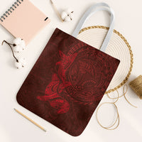 Hawaiian Monk Seal and Whale Tote Bag Kakau Tribal Pattern Red Color