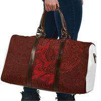 Hawaiian Monk Seal and Whale Travel Bag Kakau Tribal Pattern Red Color