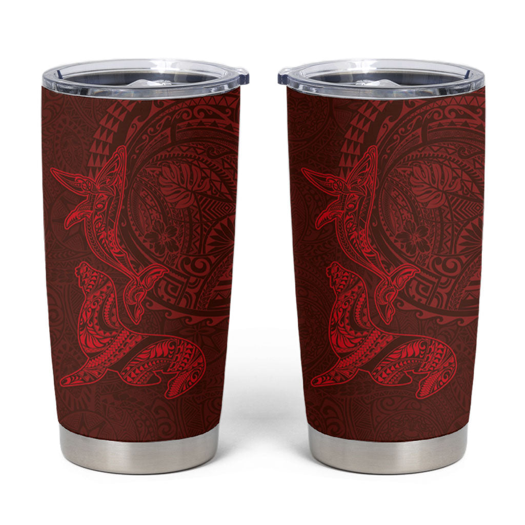 Hawaiian Monk Seal and Whale Tumbler Cup Kakau Tribal Pattern Red Color LT03 Red - Polynesian Pride