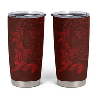 Hawaiian Monk Seal and Whale Tumbler Cup Kakau Tribal Pattern Red Color LT03 Red - Polynesian Pride