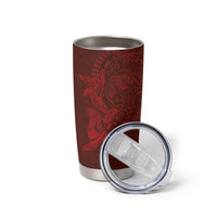 Hawaiian Monk Seal and Whale Tumbler Cup Kakau Tribal Pattern Red Color LT03 - Polynesian Pride