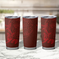 Hawaiian Monk Seal and Whale Tumbler Cup Kakau Tribal Pattern Red Color LT03 - Polynesian Pride