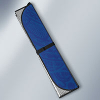Hawaiian Monk Seal and Whale Auto Sun Shade Kakau Tribal Pattern Blue Color LT03 - Polynesian Pride