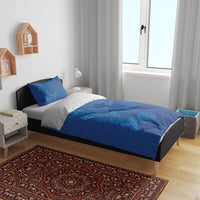 Hawaiian Monk Seal and Whale Bedding Set Kakau Tribal Pattern Blue Color