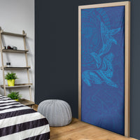 Hawaiian Monk Seal and Whale Door Cover Kakau Tribal Pattern Blue Color LT03 - Polynesian Pride