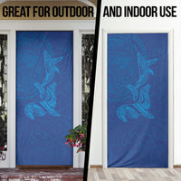 Hawaiian Monk Seal and Whale Door Cover Kakau Tribal Pattern Blue Color LT03 - Polynesian Pride